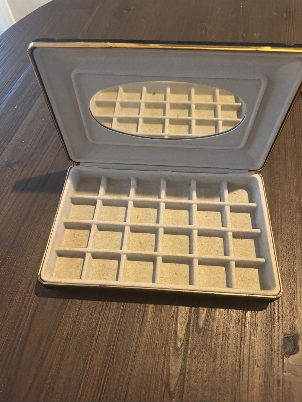 Velvet Jewelry Organizer travel Tray Case in Cream with Mirror